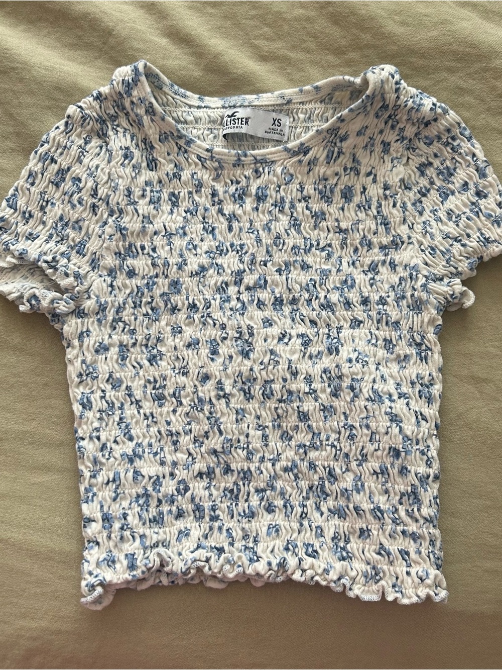 Hollister Blue & White Smocked baby tee